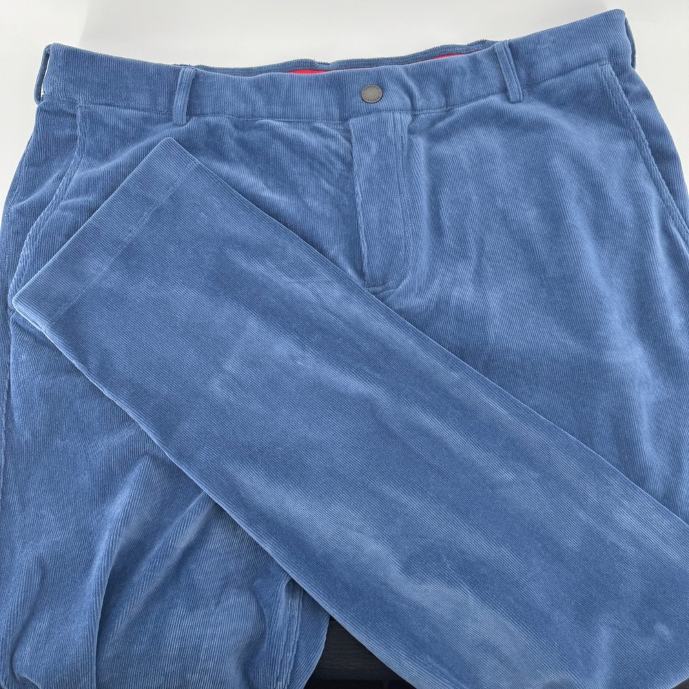Redvanly Mens Blue Corduroy Stretch Pants Size XXL 32 Inseam Straight Leg Golf